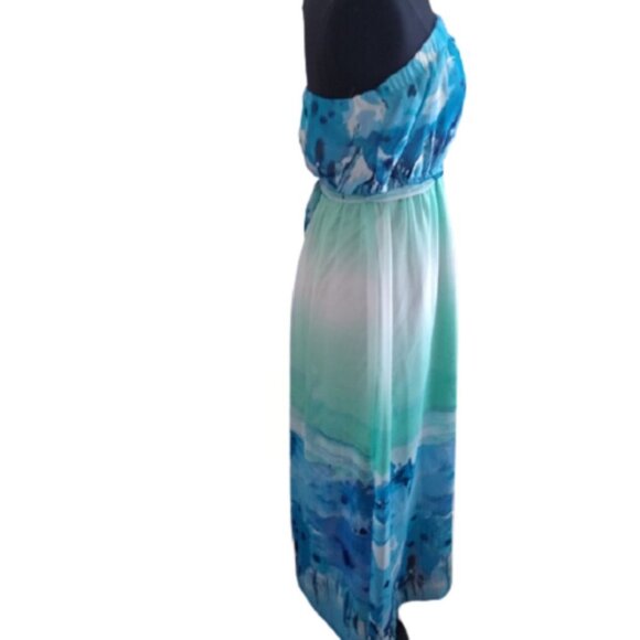 Forever 21 Medium Strapless Watercolor Dre… - Picture 1 of 6